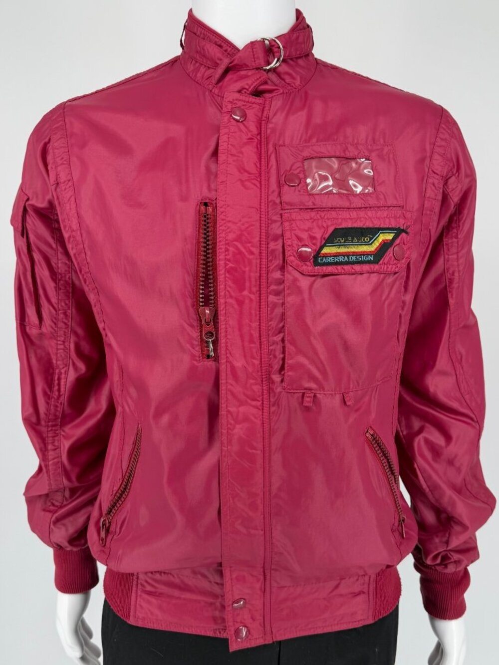 Vintage 1980s Style Auto Carrera Design Synthwave Racing Windbreaker Jacket (L)